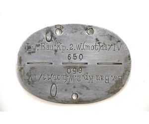 Lw.Bau.Kp.2.W.(mot) 11/IV Erkennungsmarke