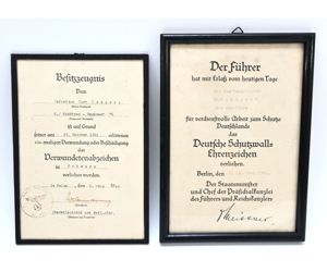 Schtz.Rgt.74 2-Piece Award Document Set