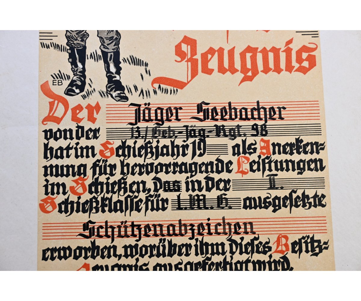 Geb.-Jäg.-Rgt.98 Schützenabzeichen Award Document — image 2