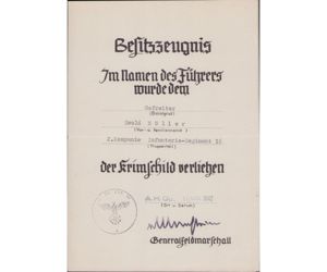 Inf.Rgt.16 Krimschild Award Document