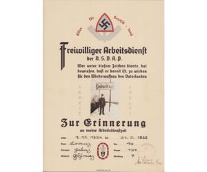Freiwillige Arbeitsdienst Certificate