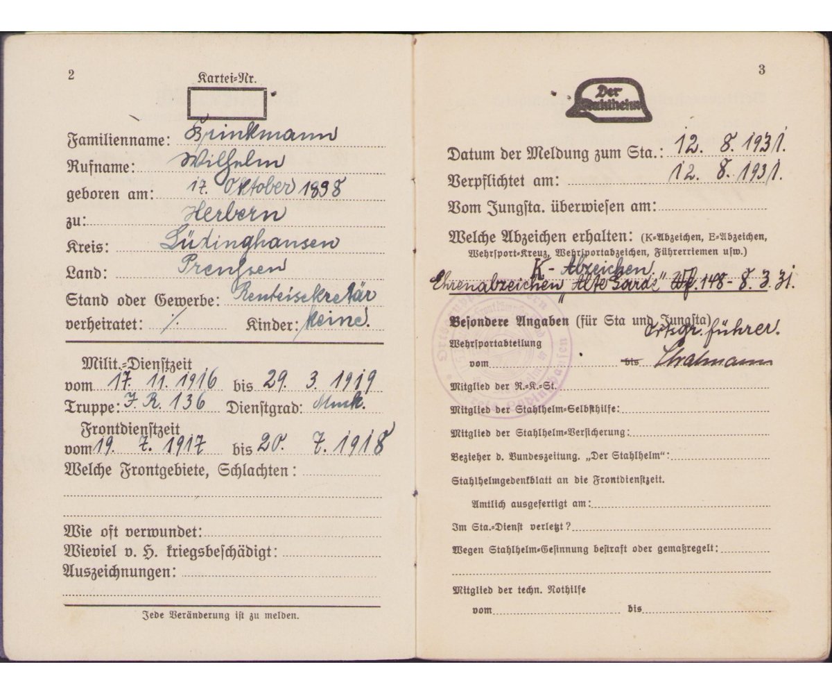 N.S.Deutscher Frontkämfper Mitgliedsbuch — image 5