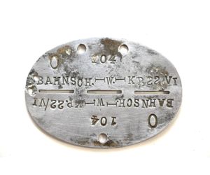 Bahnsch.-W.-Kp. 22/VI Erkennungsmarke