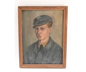 Rare Flakhelfer Portrait Painting 1943