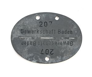 Gewerkschaft Baden Erkennungsmarke