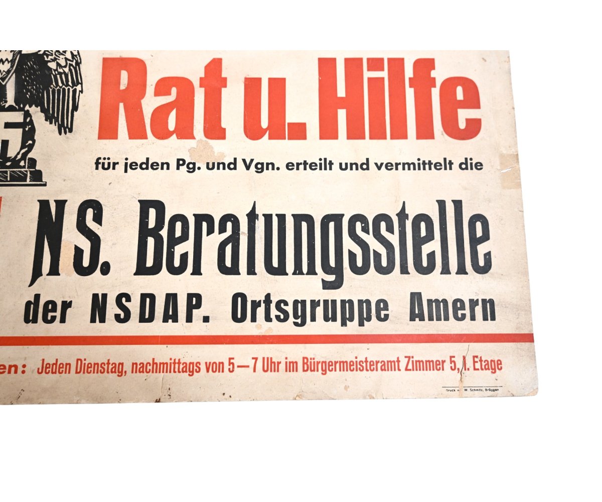 Rare NSDAP 'Rat u. Hilfe' Sign — image 3