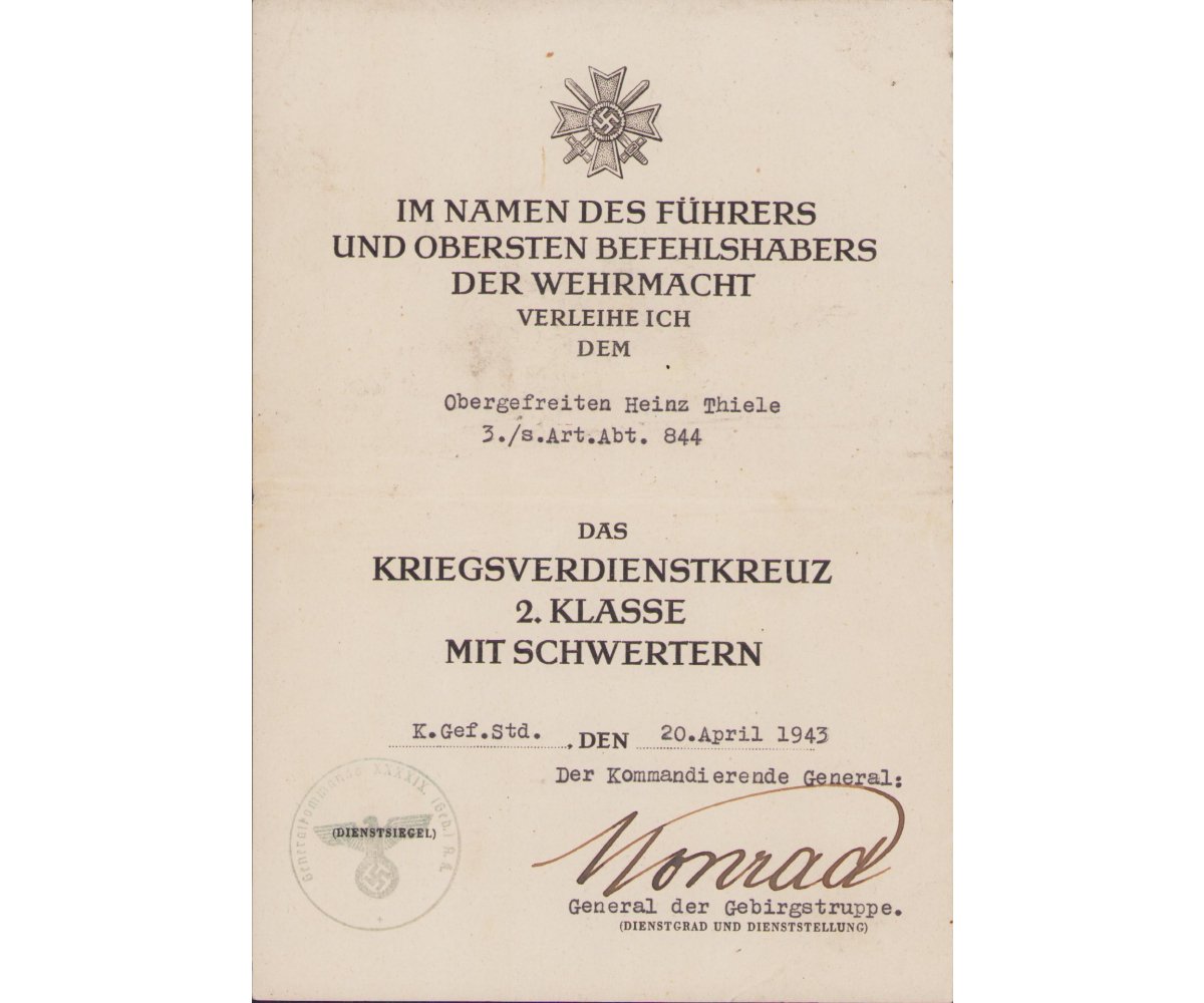 5-Piece s.Art.Abt.844 Award Document Grouping — image 5