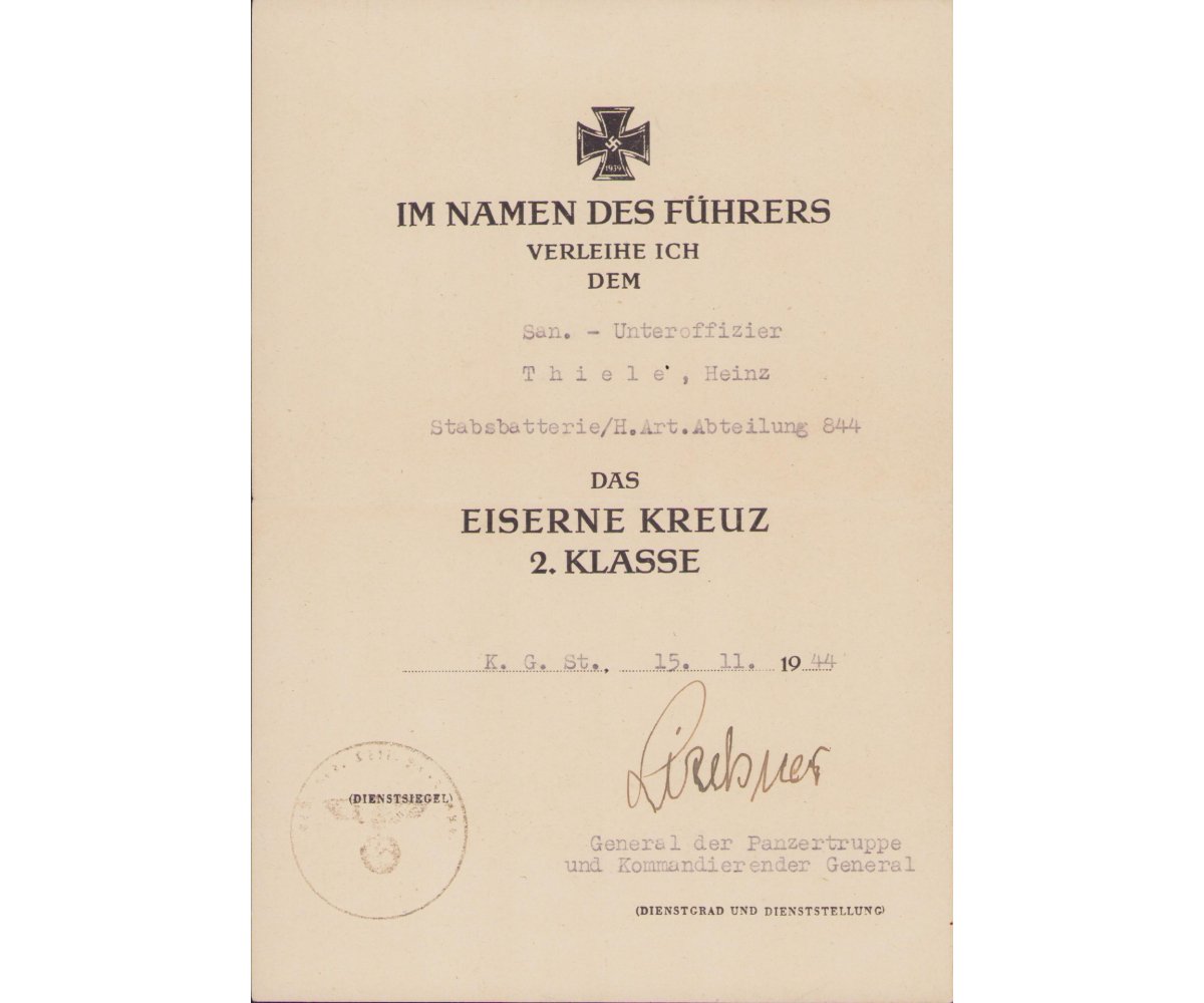 5-Piece s.Art.Abt.844 Award Document Grouping — image 6