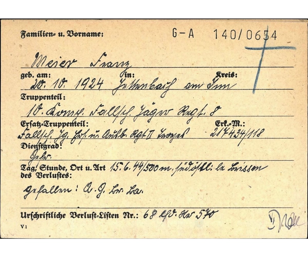 FJ. Rgt.8 Death Notice (St.Lo Normandy) — image 3