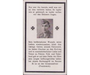 FJ. Rgt.8 Death Notice (St.Lo Normandy)