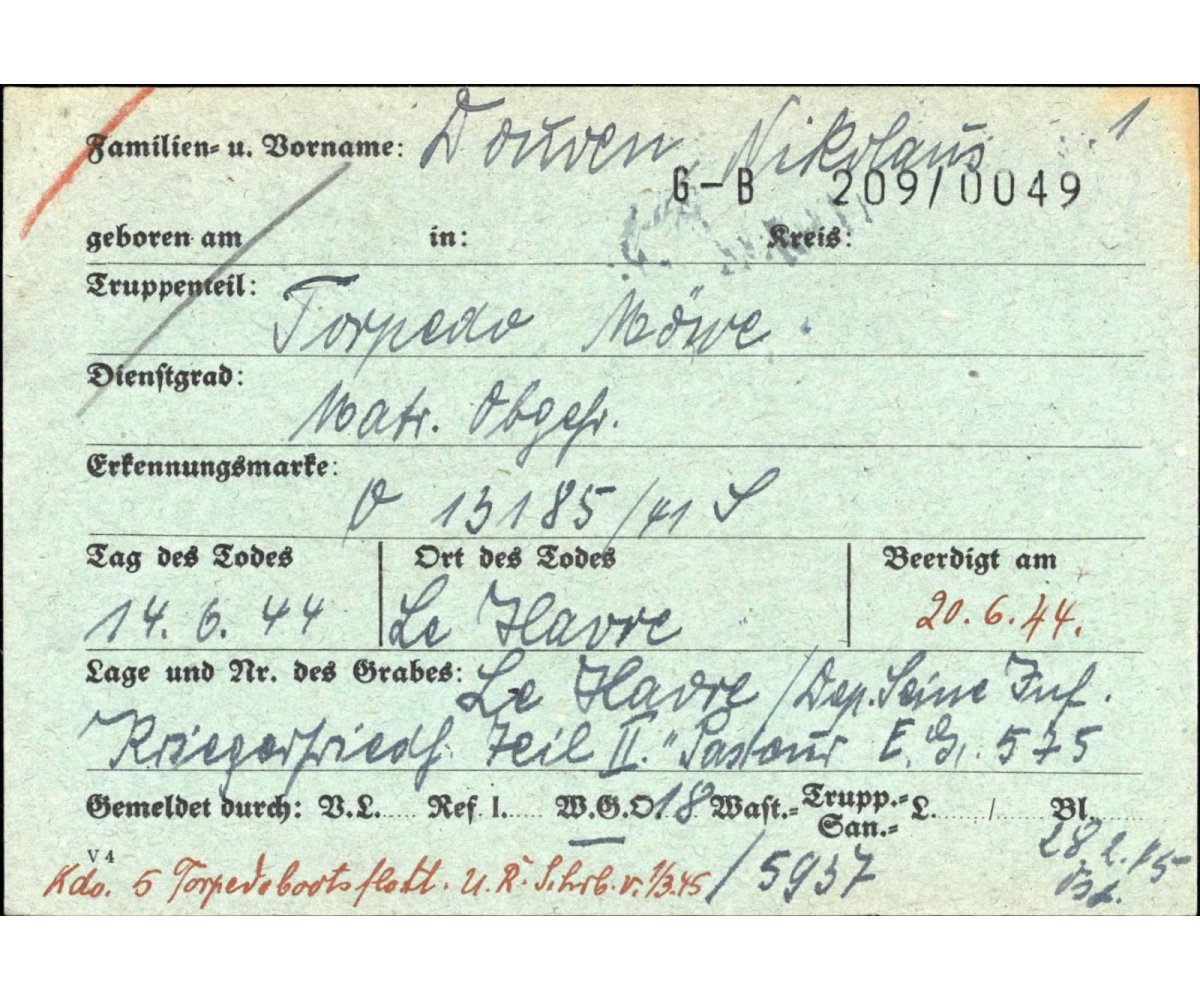 Normandy Invasion Death Notice (Torpedoboat) — image 3