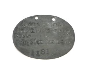 WW1 schwere Artillerie Erkennungsmarke