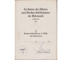 Stab./Flak-Abt.881 KVKII Award Document