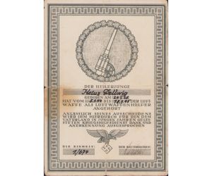 HJ Luftwaffenhelfer Honorary Document (Flak.Abt.674)