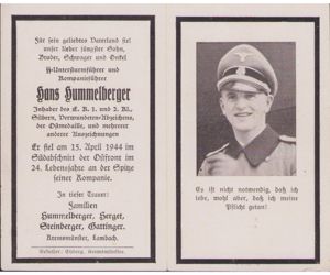 Waffen-ᛋᛋ Officer Death Notice (1944)