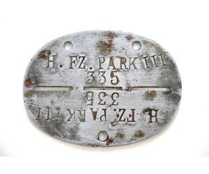 H.Feldzeug Park III Erkennungsmarke