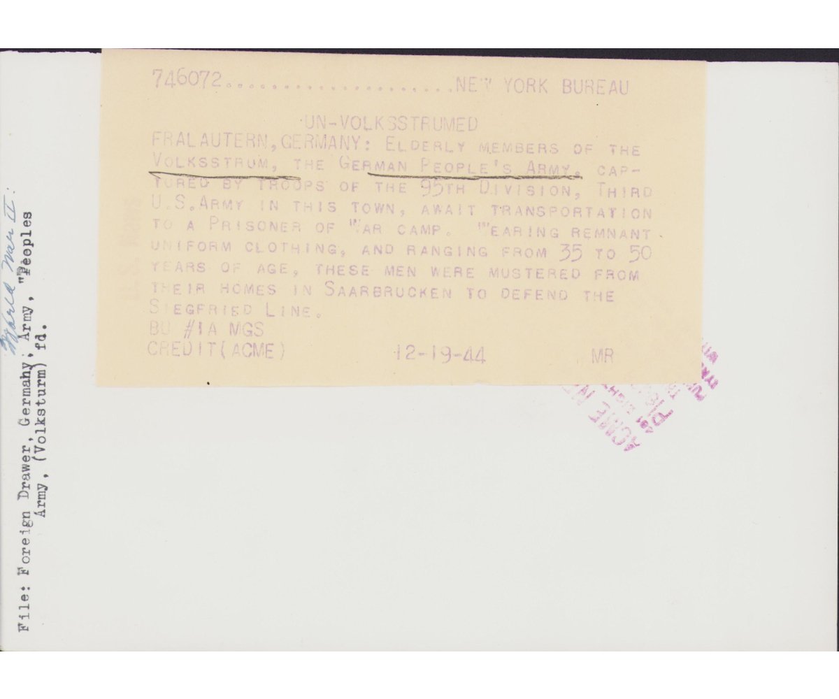 US Press Photo 'Volkssturm Prisoners' 1944 — image 2