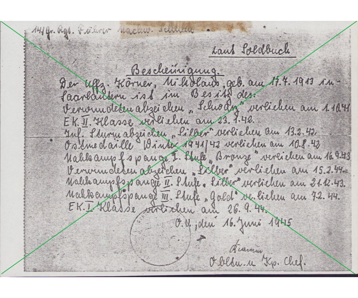 Nahkampfspange in Gold Document Grouping — image 8