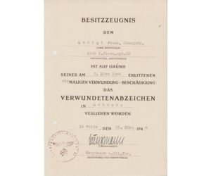 Gren.Rgt.62 VWA Award Document