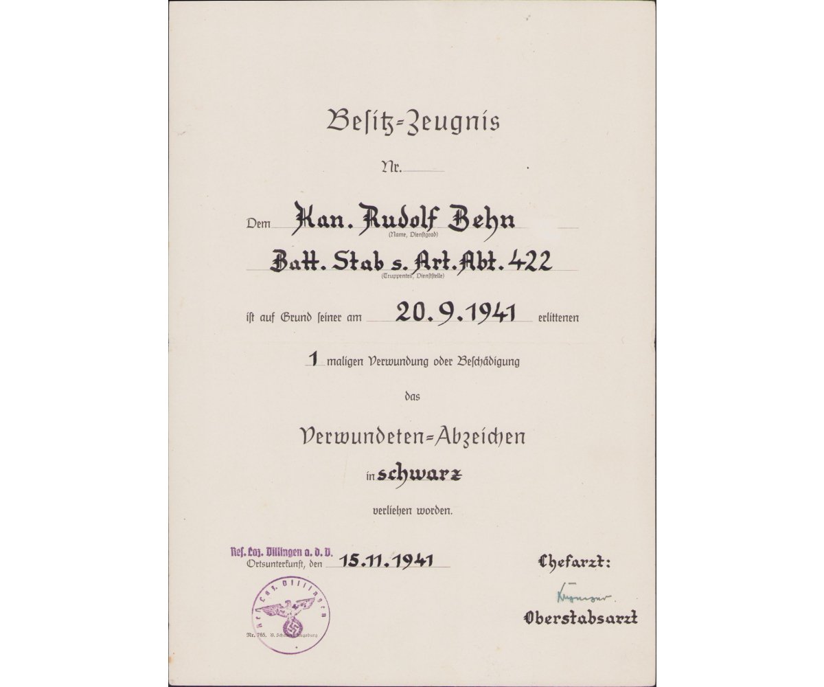 s.Art.Abt.422 VWA/KVK Award Document Set — image 2