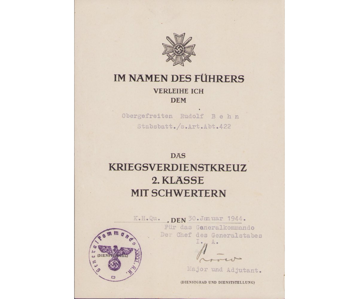 s.Art.Abt.422 VWA/KVK Award Document Set — image 3