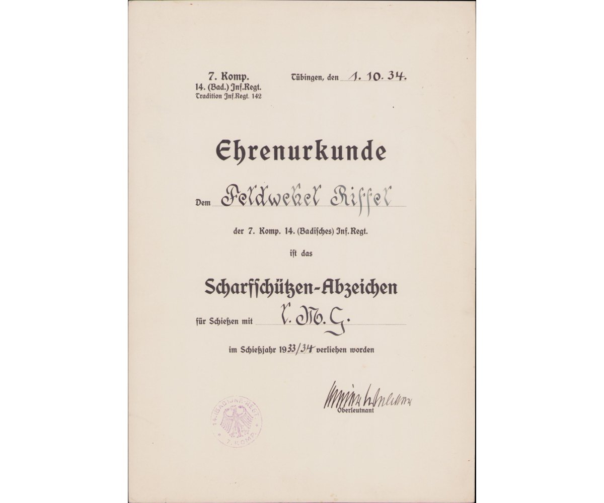 3-Piece Scharfschützen-Abzeichen Award Documents — image 3