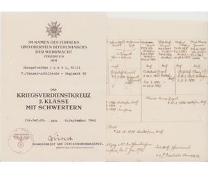 Pz.Art.Rgt.92 KVKII Award Document