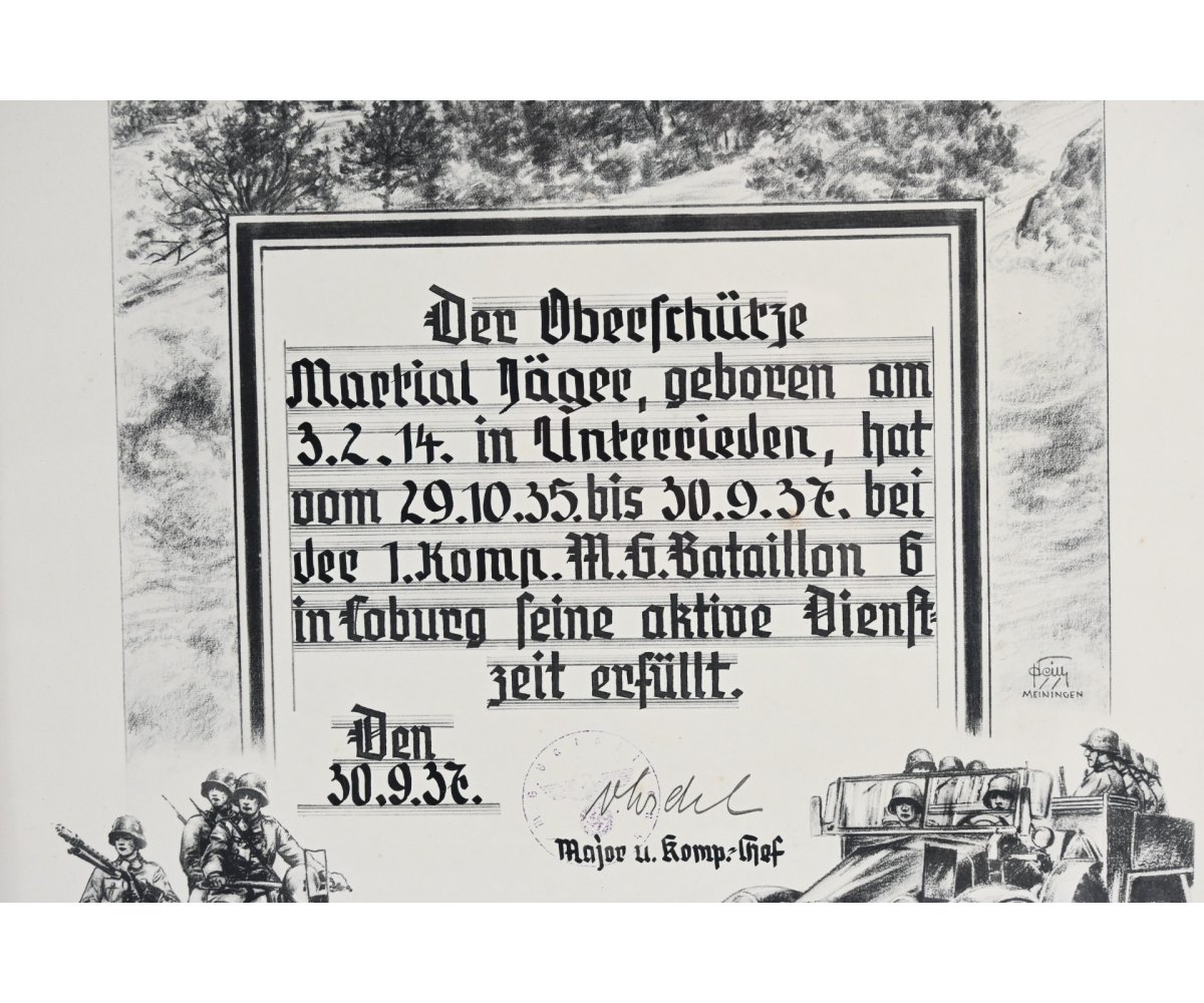 Framed M.G.Btl.6 Aktive Dienstzeit Document (large) — image 3