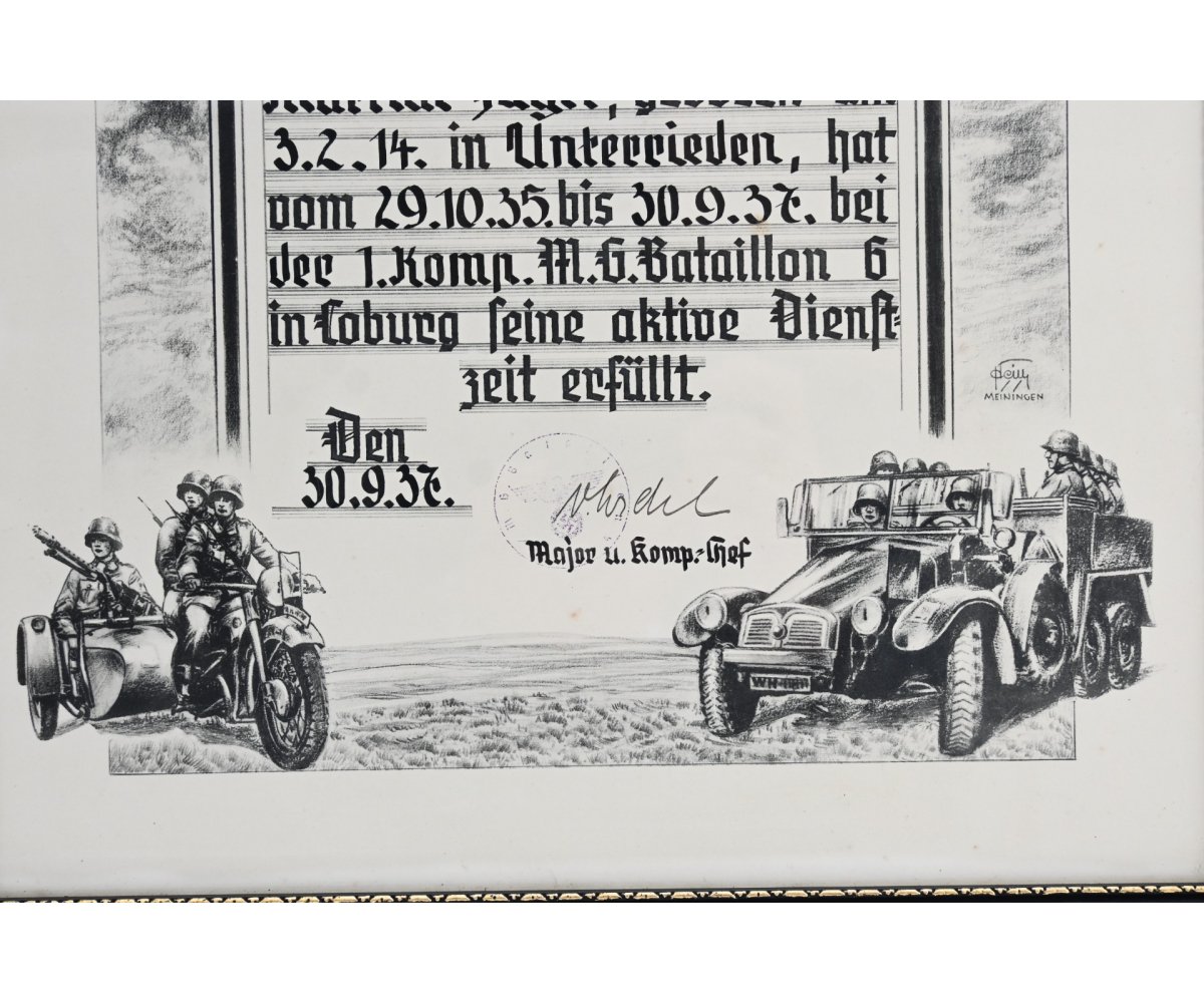 Framed M.G.Btl.6 Aktive Dienstzeit Document (large) — image 4