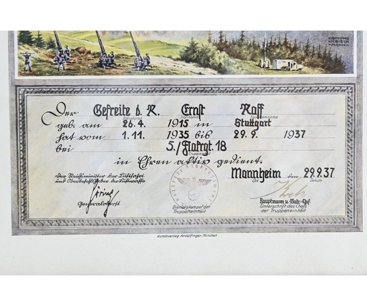Flak Rgt.18 Dienstzeit Framed Document — image 3