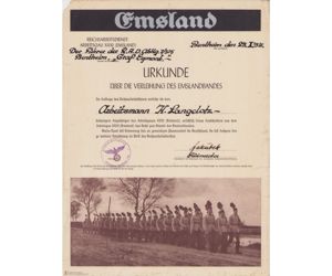 RAD Emsland Cufftitle Award Document (Rad.Abtlg.1/315)