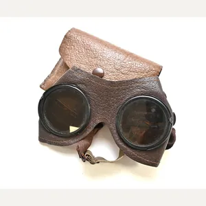 Brown Leather Schutzbrille in Pouch