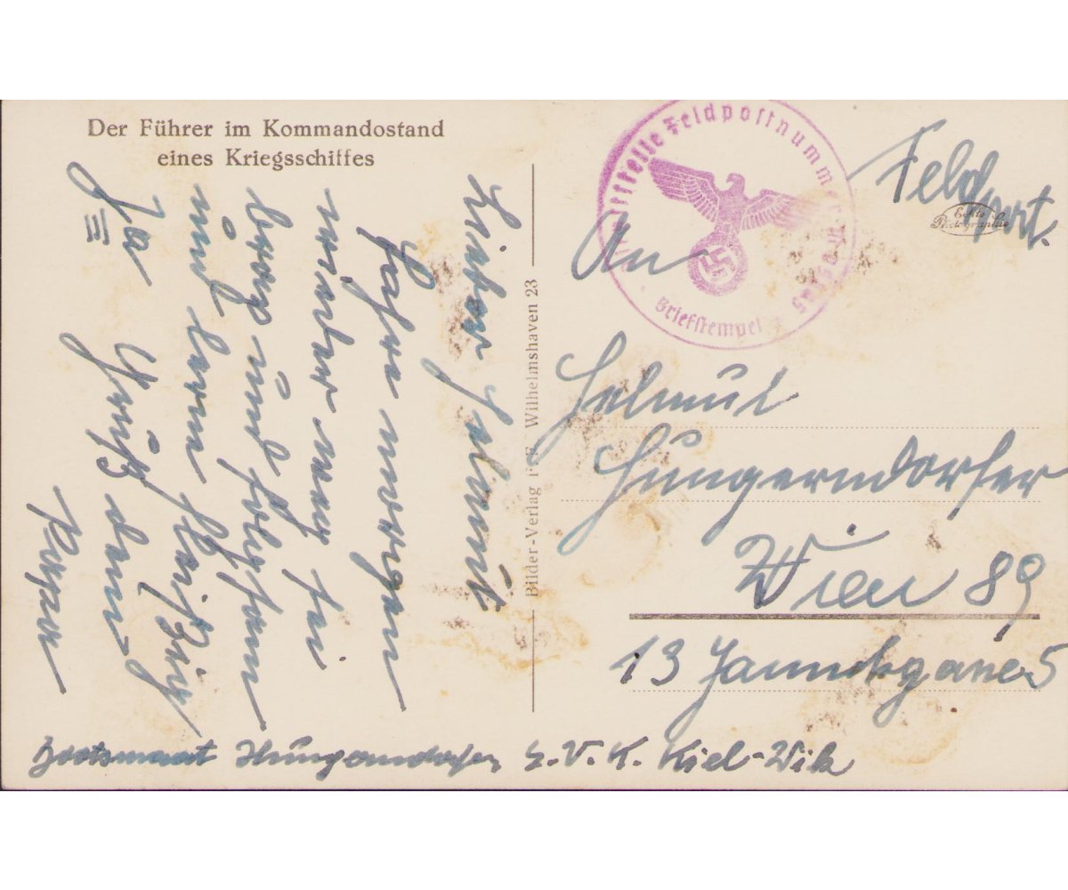 'Der Führer im Kommandostand eines Kriegsschiffes' Postcard — image 2
