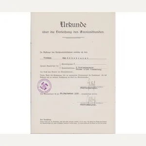 Emsland-Abteilung 6 Cufftitle Award Document