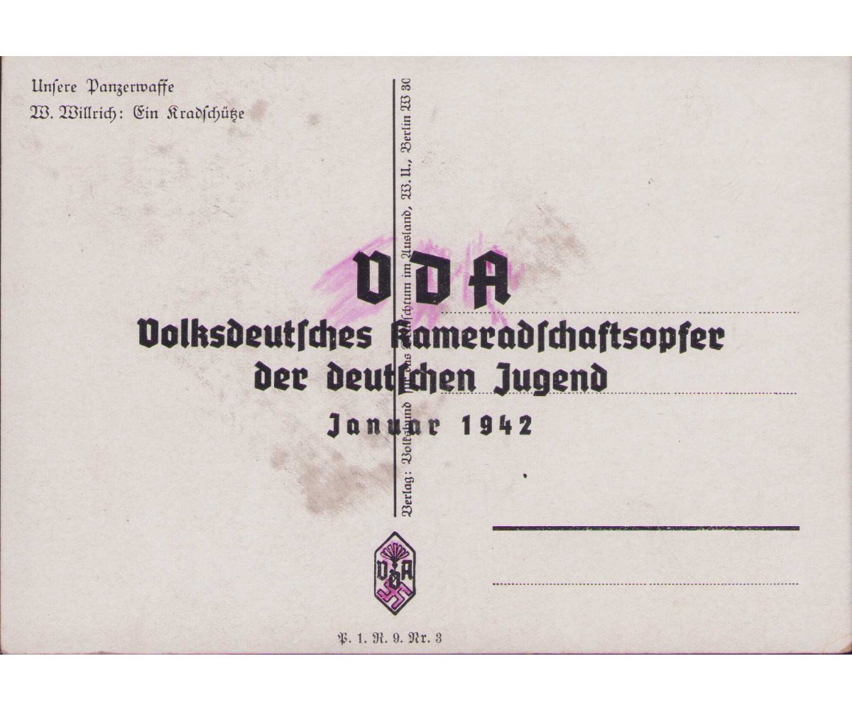 W.Willrich 'Ein Kradschütze' Postcard — image 2