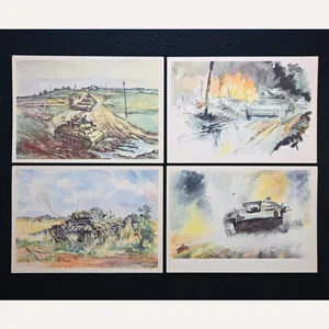 4x Sketch Panzer Postcards