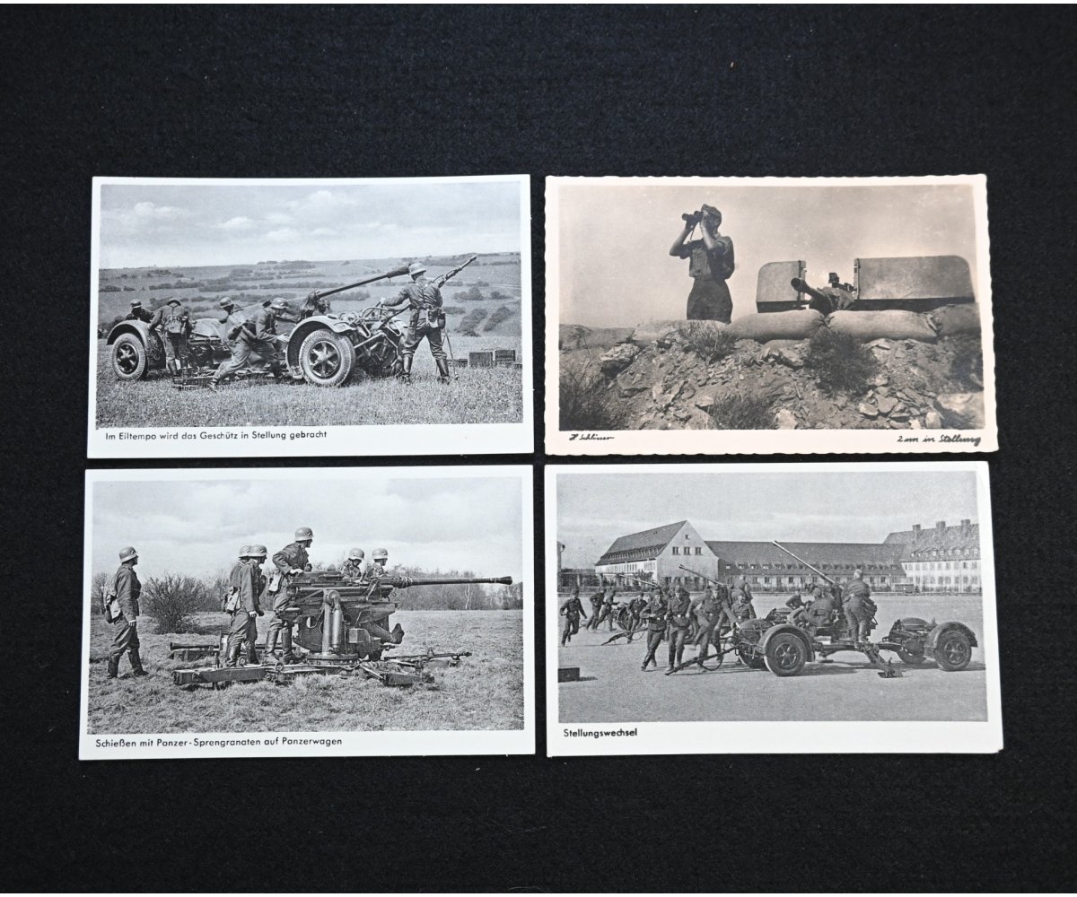 4x 2cm/3,7cm Flak Postcards