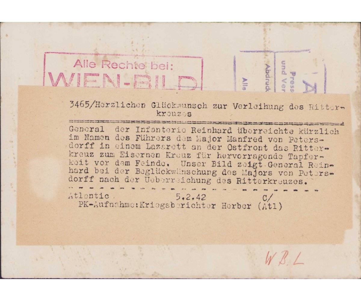 Ritterkreuzträger Major Petersdorff Press Photo — image 2