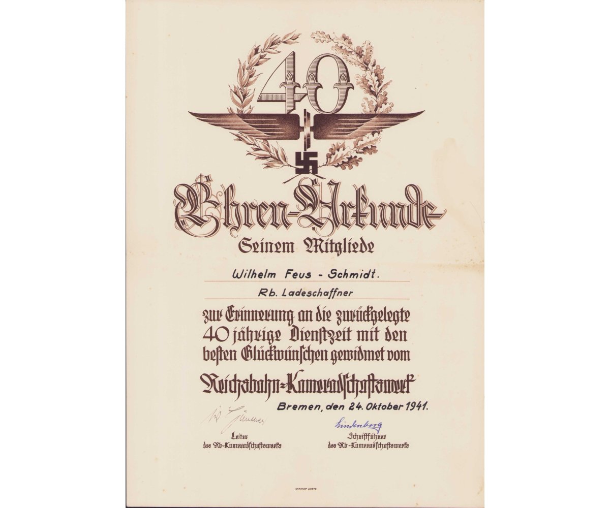 Large 40-Jahre Service Reichsbahn Grouping — image 3