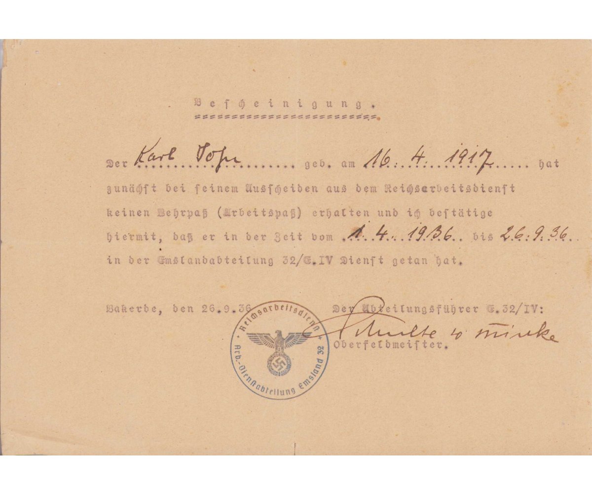 Rare 2-Piece Emlandbandes Award Document — image 4