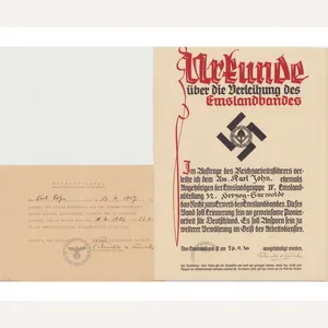 Rare 2-Piece Emlandbandes Award Document