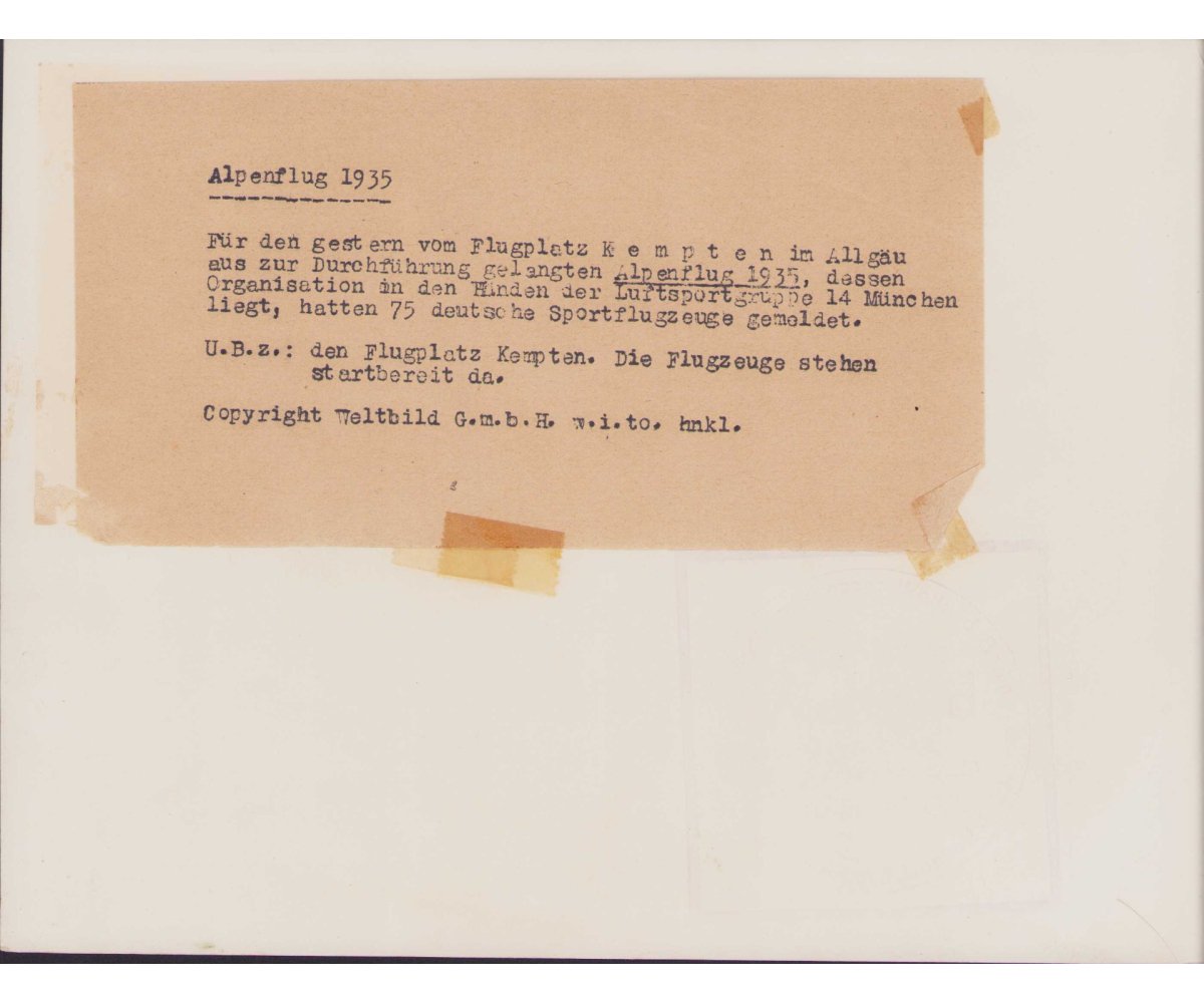 Large DLV 'Alpenflug 1935' Press Photo — image 2