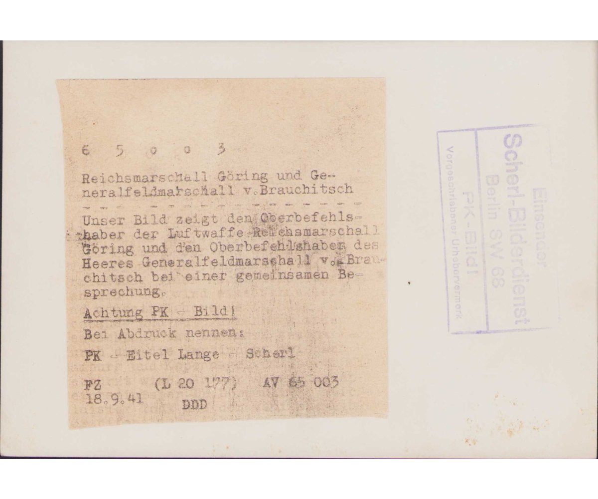 H.Göring & v. Brauchitsch Press Photo — image 2