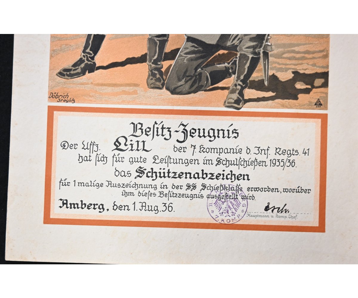 Inf.Rgt.41 Schützenabzeichen Award Document — image 3
