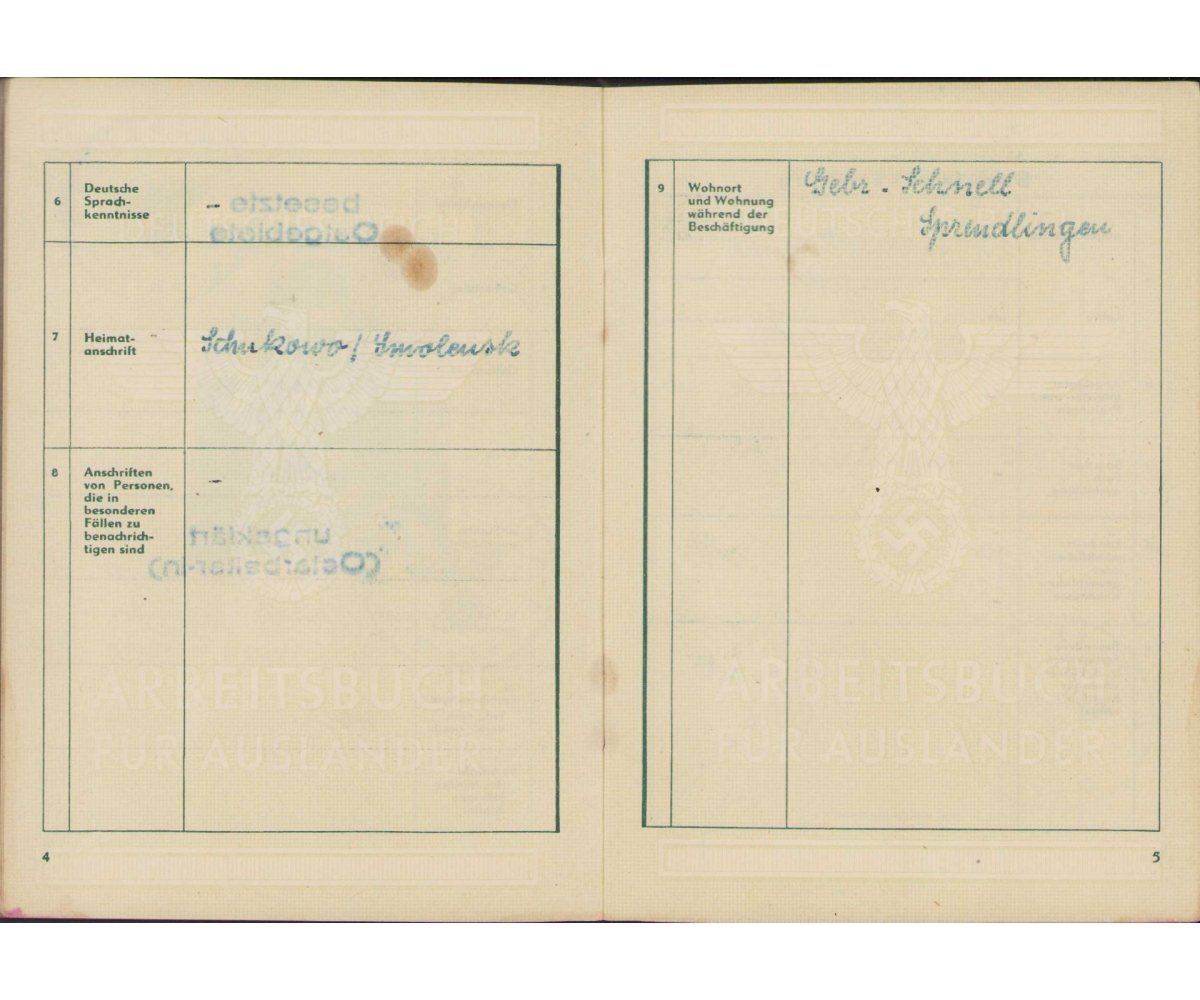 Arbeitsbuch für Ausländer 1944 (Ostarbeiter-in) — image 4