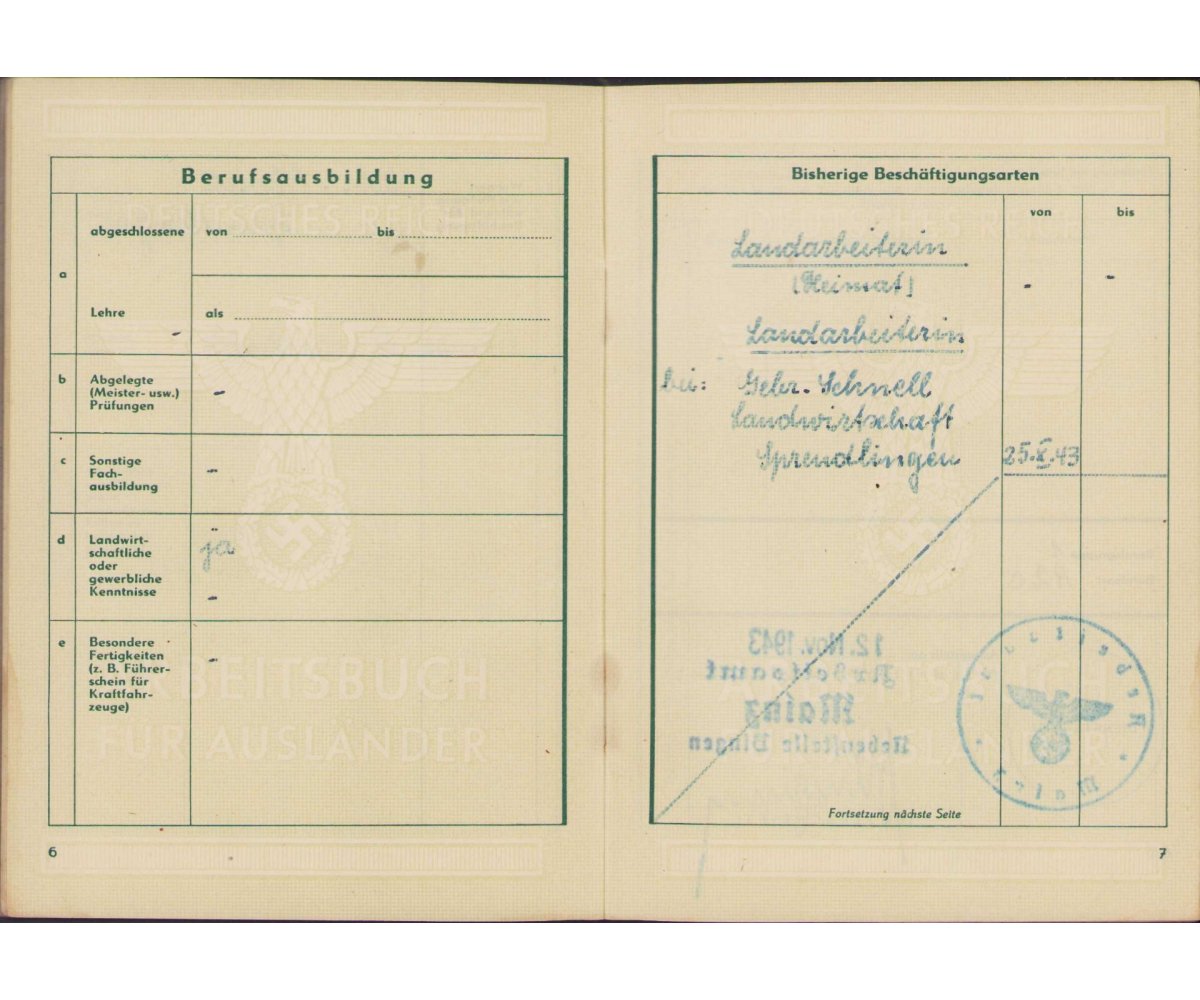 Arbeitsbuch für Ausländer 1944 (Ostarbeiter-in) — image 5