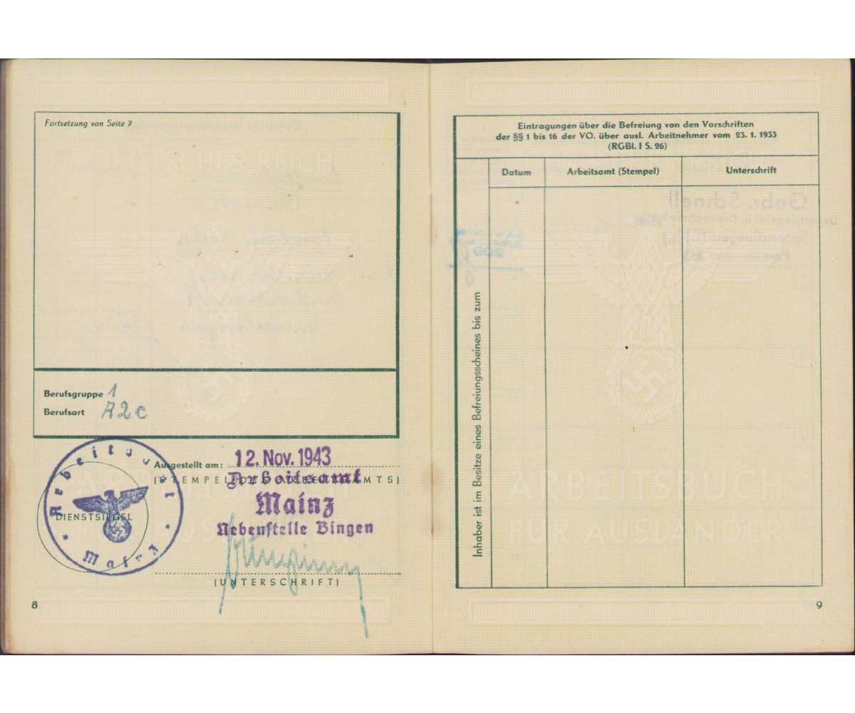 Arbeitsbuch für Ausländer 1944 (Ostarbeiter-in) — image 6