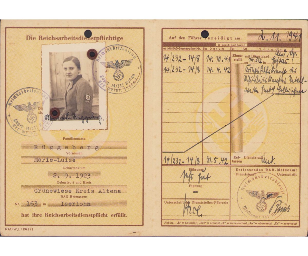 Reichsarbeitsdienst-Paß Weibliche Jugend — image 2