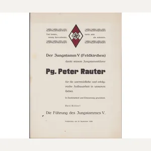 Large HJ 'Dankbarkeit' Document