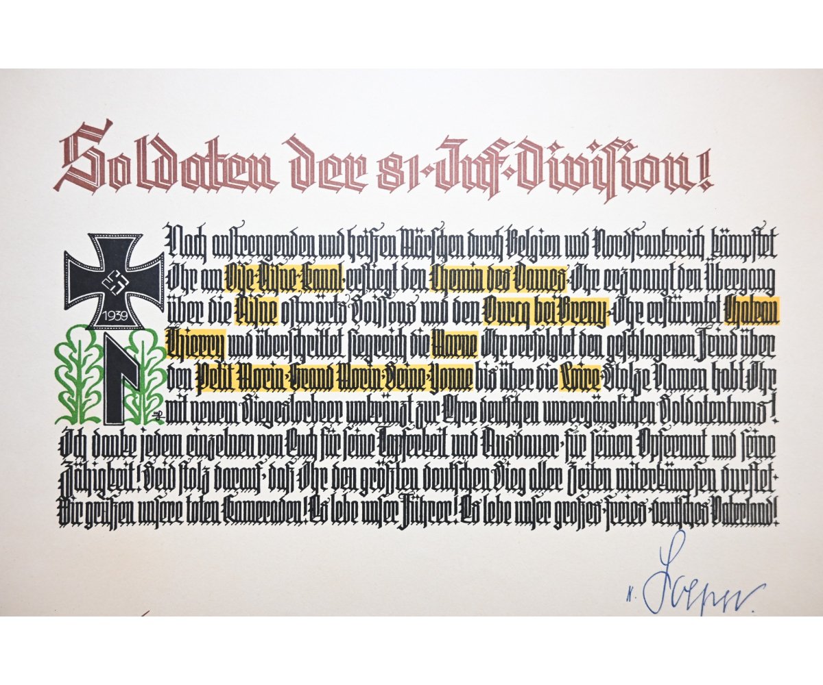 Large '81.Inf.-Div.' Gedenkblatt 1940 — image 2